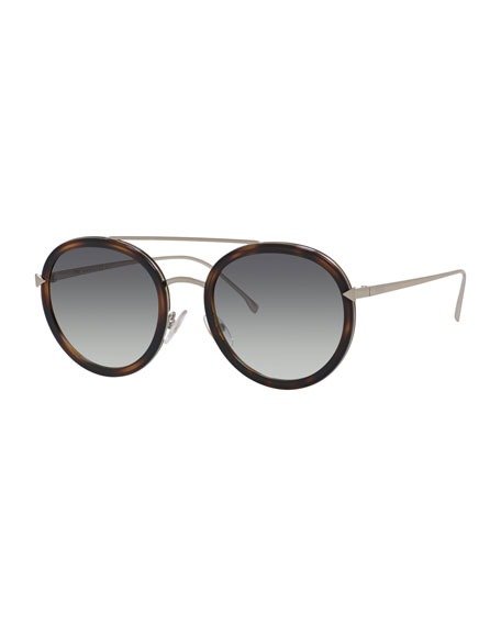 Trimmed Round Mirrored Sunglasses