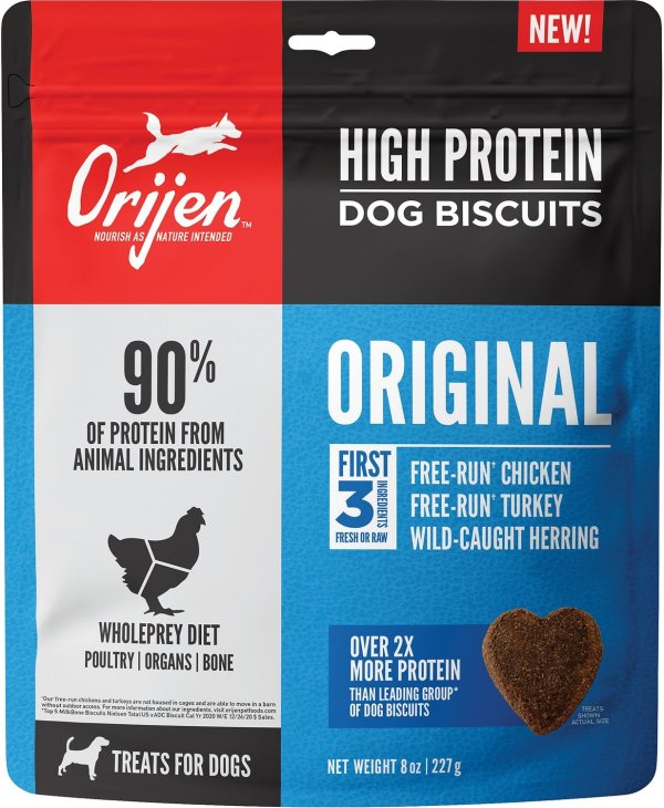 Original High-Protein Grain-Free Biscuit Dog Treats, 8-oz bag - Chewy.com