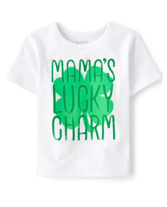 Baby And Toddler Boys Short Sleeve St. Patrick's Day Mama's Lucky Charm Graphic Tee | The Children's Place - WHITE