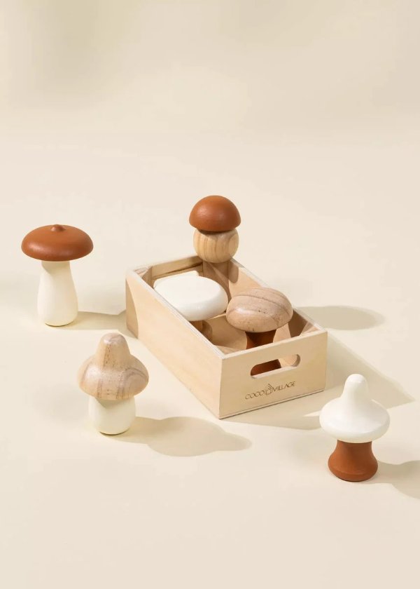 木制蘑菇叠搭玩具套装