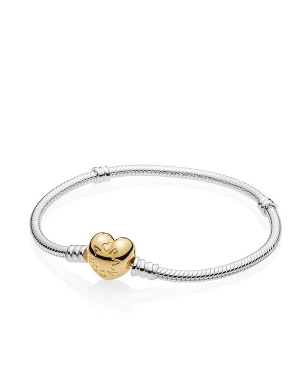 Gold Tone-Plated Sterling Silver & Sterling Silver Shine Heart Clasp Bracelet