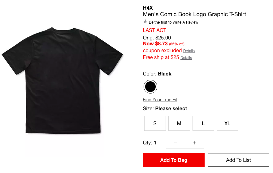 H4X Men's Comic Book Logo Graphic T-Shirt男士T恤