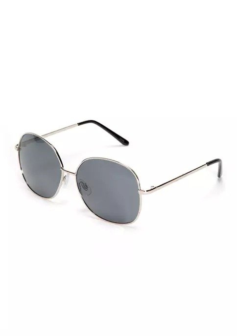 Rectangle Silver Black Sunglasses