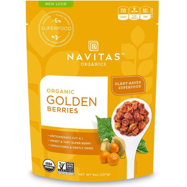 Goldenberries, 8 oz. Bag, 8 Servings — Organic, Non-GMO, Sun-Dried, Sulfite-Free (Pack of 1)
