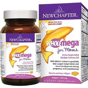 New Chapter Wholemega for Moms Fish Oil Supplement, 100% Wild Alaskan Salmon Oil with Prenatal DHA + Omega-3 + Vitamin D3