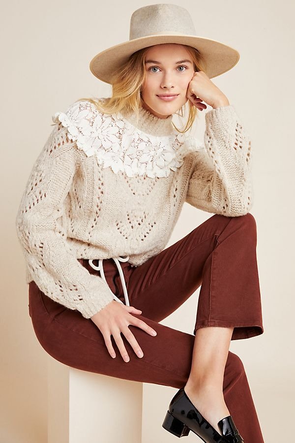 Suzanne Pointelle Lace Sweater
