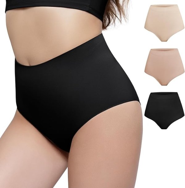 3 Pack Womens Shapewear Panties Tummy Control Shaper Underwear Mid Waist