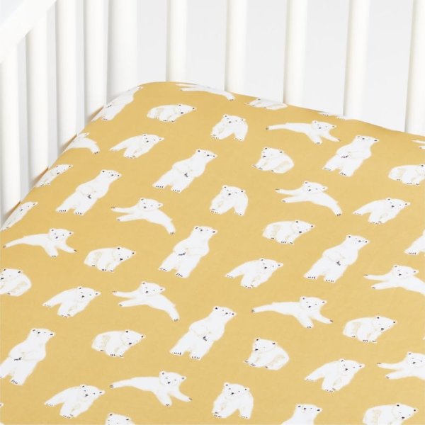 Alvin Modern Organic Bears Baby Crib Fitted Sheet + Reviews | Crate & Kids