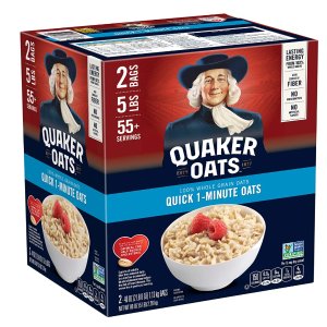 Quaker 1分钟速溶早餐燕麦片2袋共80oz，可制作约55份