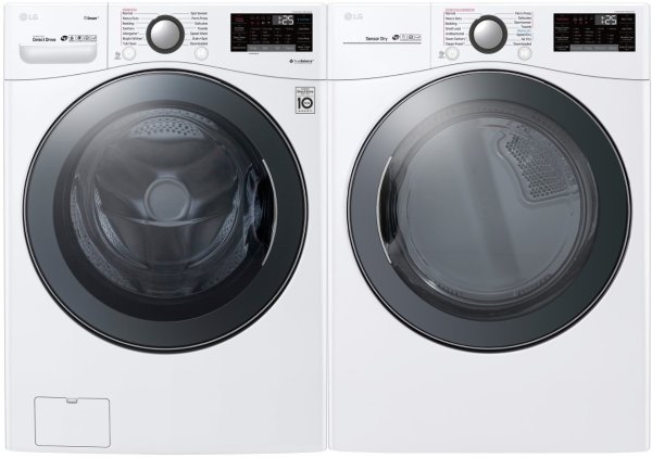 LG LGWADREW9001 Side-by-Side Washer & Dryer Set with Front Load Washer and Electric Dryer in White