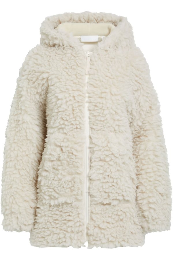Faux shearling hooded coat