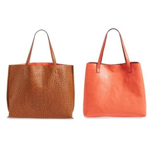 Street Level Laser Cut Reversible Faux Leather Tote @ Nordstrom.com