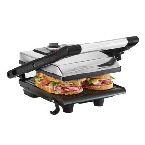 BELLA 13267 Electric Panini Maker Press and Sandwich Grill, Polished Stainless Steel