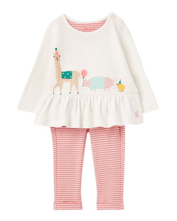Girl's Olivia Party Animals Top w/ Ribbed Leggings, Size 6-24 Months