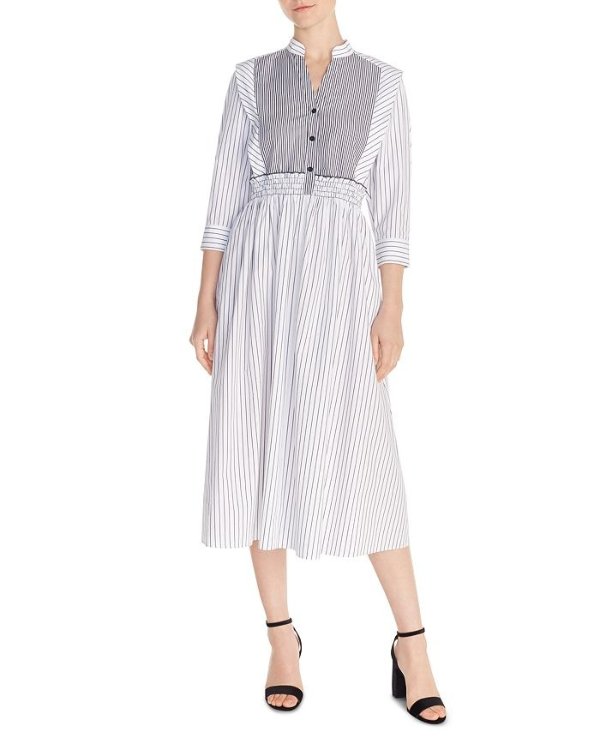 Alison Striped Cotton Midi Dress