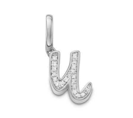 Alphabet U Diamond Pendant Charm | Monica Vinader