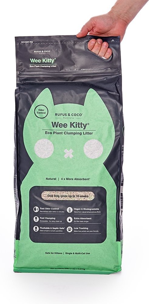 RUFUS & COCO Wee Kitty Eco Plant Unscented Clumping Tofu Cat Litter, 20-lb bag - Chewy.com