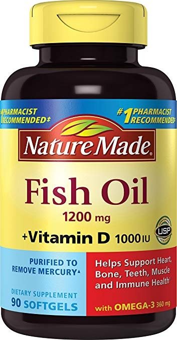 Fish Oil 1200 mg Plus Vitamin D 1000 IU Liquid 90 Softgels (Pack of 3)