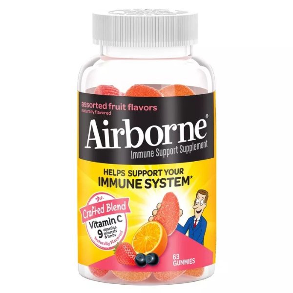 Immune Support Gummies with Vitamin C &#38; Zinc - Assorted Fruit - 63ct