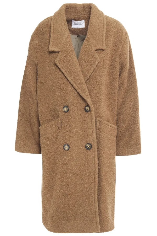 Tinaritz double-breasted brushed wool-blend felt coat