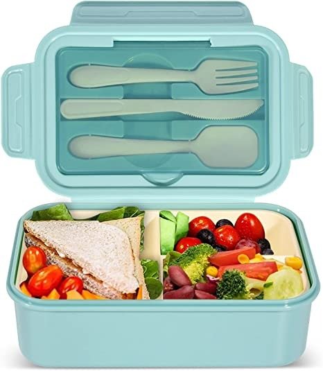 Bento Box Adult Lunch box, 1400ml lunch box containers with 3 Compartments, Bento Lunch Box for Kids Back to School, Dishwasher, BPA Free Reusable On-the-Go Meal and Snack Packing