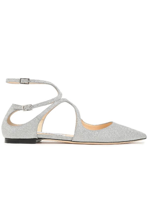 Lancer cutout glittered leather point-toe flats