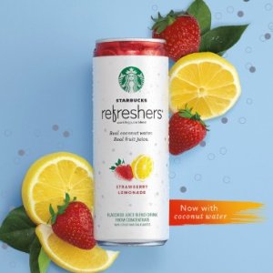 Starbucks Refreshers Sparkling Juice Blends Strawberry Lemonade 12 Ounce 12 Cans