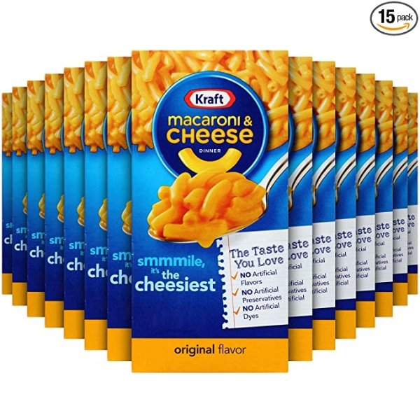 Original Macaroni & Cheese Dinner (15 ct Pack, 7.25 oz Boxes)