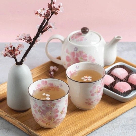 日本美浓烧樱花茶具三件套