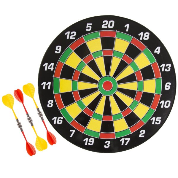 Magnetic Dart Board Set with 16 inch Board, 6 Colorful Darts and Built In Hanging Hook - Safe Dartboard with Darts for kids and Adults by Hey! Play!