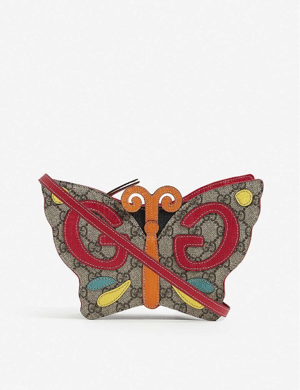 Butterfly canvas cross-body bag
