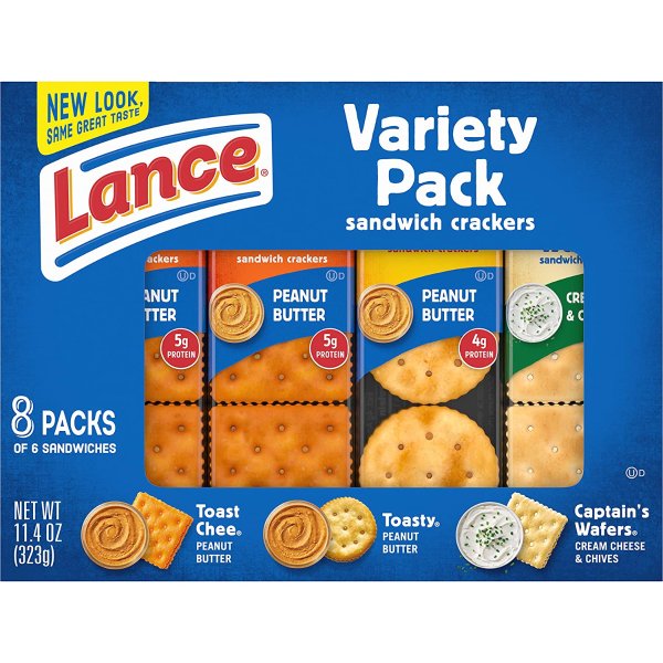 Sandwich Crackers, Variety Pack with ToastChee and Toasty with Peanut Butter and Captain's Wafers with Cream Cheese - 8 Count
