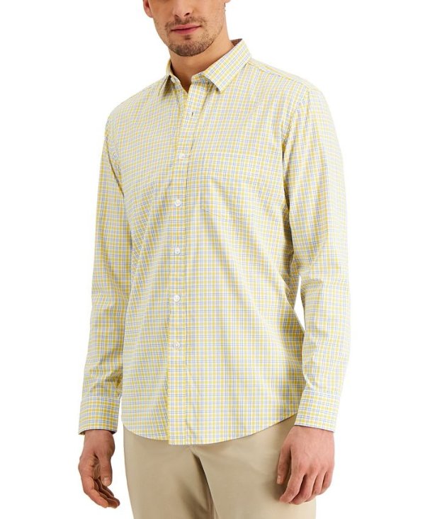 Men's Performance Plaid Shirt with Pocket, Created for Macy's