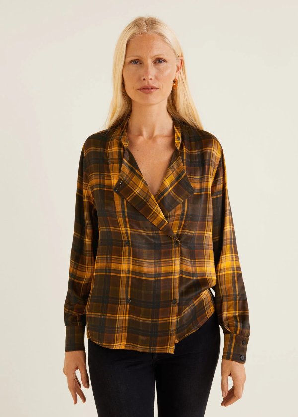 Satin tartan blouse - Women | OUTLET USA