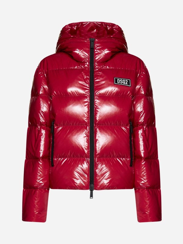 Quilted glossy nylon puffer jacket