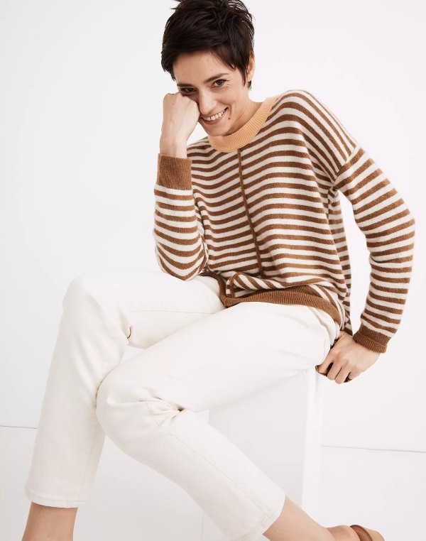 Stripe-Play Smithe Pullover Sweater in Coziest Yarn