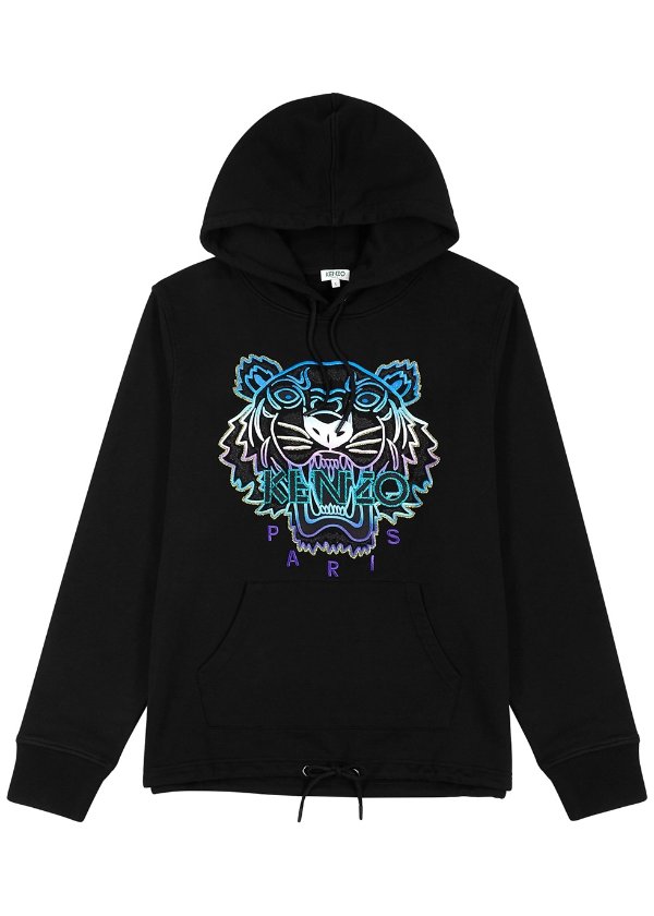 Icon black tiger-embroidered cotton sweatshirt