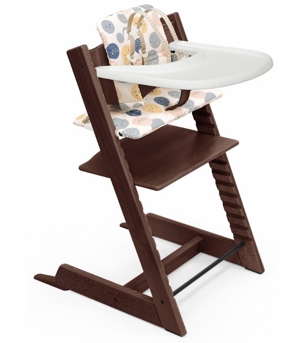 Tripp Trapp High Chair and Cushion with Stokke Tray - Walnut / Soul System