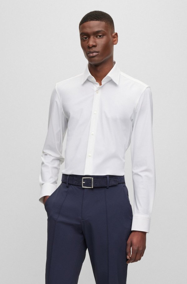 Slim-fit shirt in performance-stretch jersey