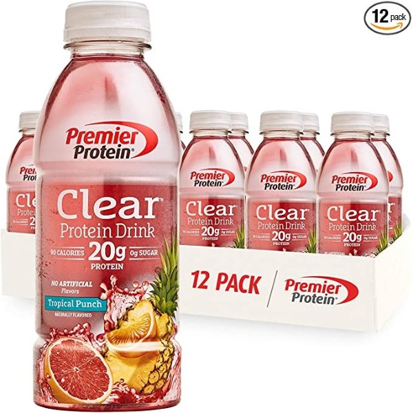 Clear Protein Drink, Tropical Punch, 16.9 fl oz Bottle, (12 Count)
