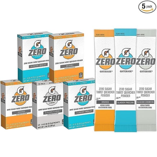 G Zero Powder, Glacier Cherry Variety Pack, 0.10oz Individual Packets (50 Pack)