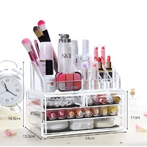 Wander Agio Bathroom Makeup 4 Drawers Art Tool Accessories Organizer Acrylic Jewelry and Cosmetic Storage Display Brushes Boxes 2 Set