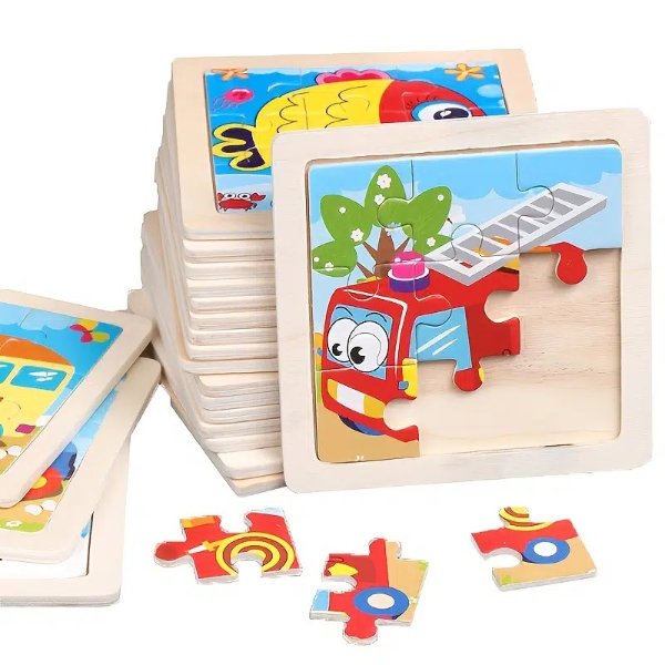 4x4inch Kids Wooden Puzzle Cartoon Animal Traffic Tangram Wood Puzzle Toys Educational Jigsaw Toys For Children Gifts - Toys & Games - Temu
