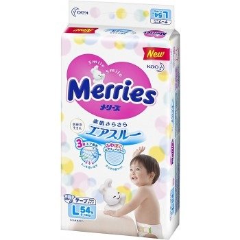 Merries Super Premium Tape Diapers (L) 54pc