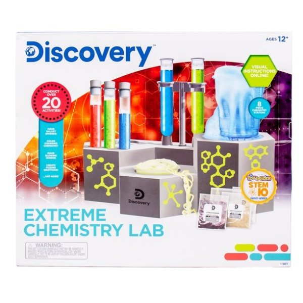 Discovery Extreme Chemistry Lab, 8-Piece STEM Kit with 20+ Activities, Kids, Boys and Girls