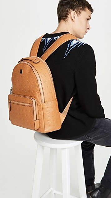 Stark Monogrammed Leather Backpack