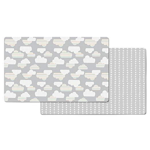 Cloud/Mini Dot Reversible Waterproof Foam Baby Play Mat, Grey, 86" X 52"