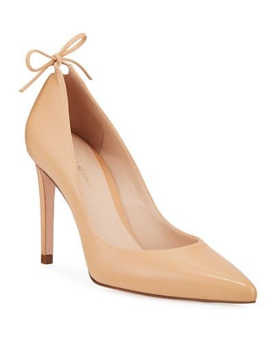 Peekabow Pointed-Toe Leather Pumps