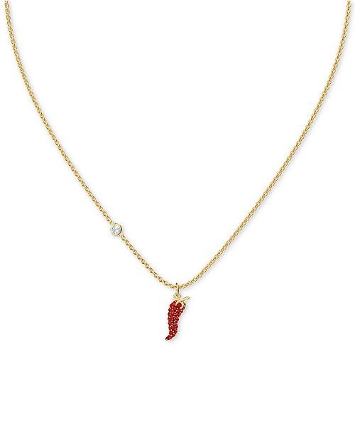 Gold-Tone Pave Pepper Pendant Necklace, 14-7/8" + 1/2" extender