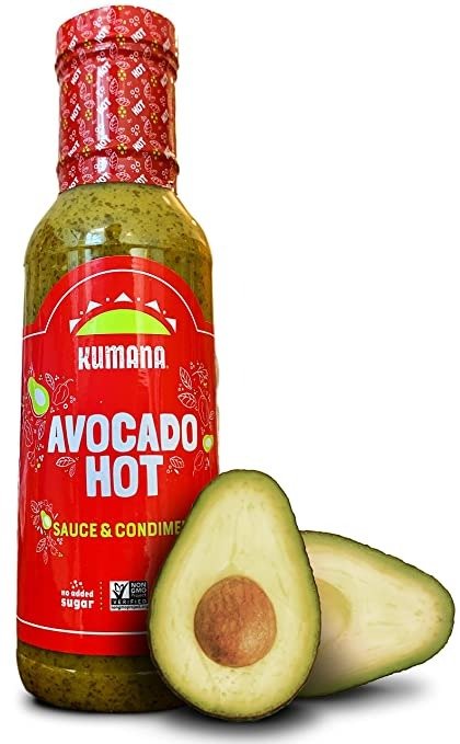 Kumana Avocado Hot Sauce. A Keto Friendly Hot Sauce made with Ripe Avocados, Mango and Habanero Peppers. Ketogenic & Paleo. Gluten Free, No Added Sugar & Low Carb. 13.1 Ounce Bottle.